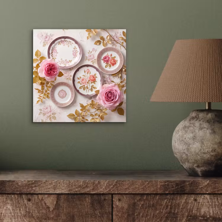 Bloemen - Patroon - Vintage - Roze - Decoratie aluminium wit klein -sfeer2
