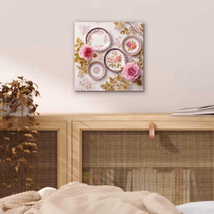 Bloemen - Patroon - Vintage - Roze - Decoratie aluminium wit klein -sfeer3