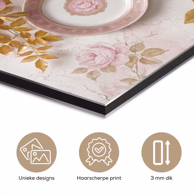 Bloemen - Patroon - Vintage - Roze - Decoratie aluminium wit klein -closeup_NL