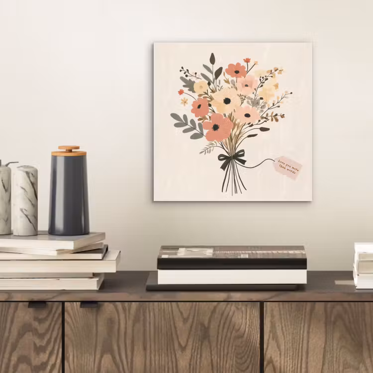 Bloemen - Quote - Beige - Lint aluminium wit klein -sfeer1