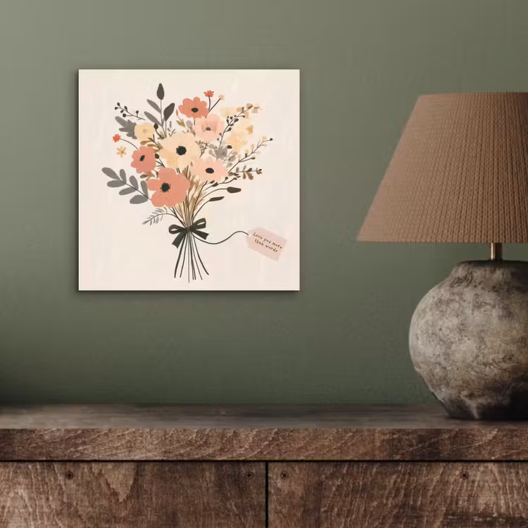 Bloemen - Quote - Beige - Lint aluminium wit klein -sfeer2