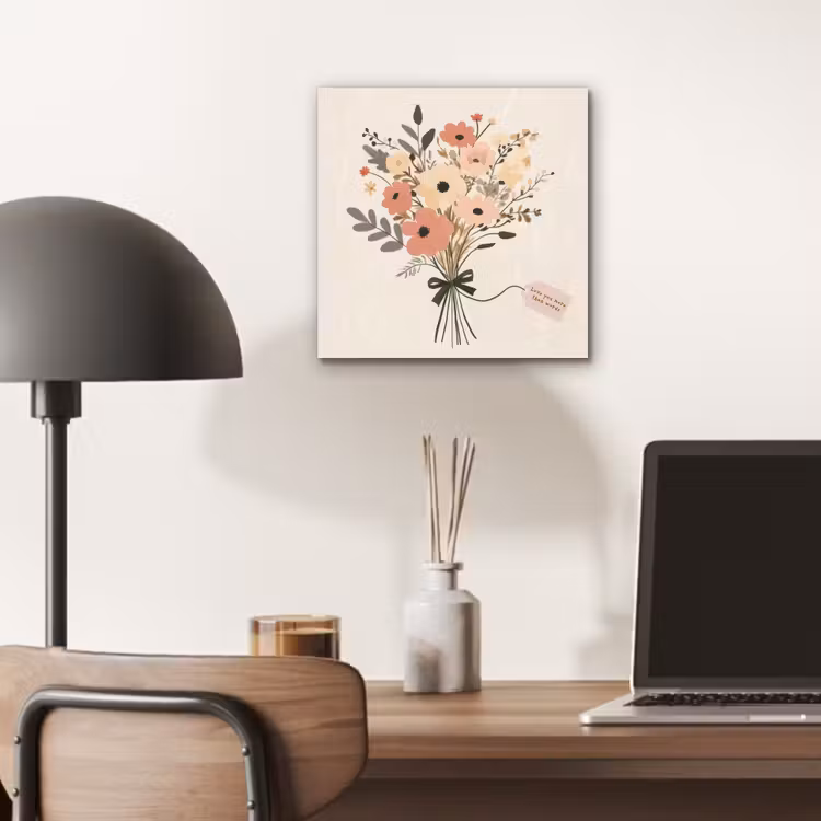 Bloemen - Quote - Beige - Lint aluminium wit klein -sfeer5