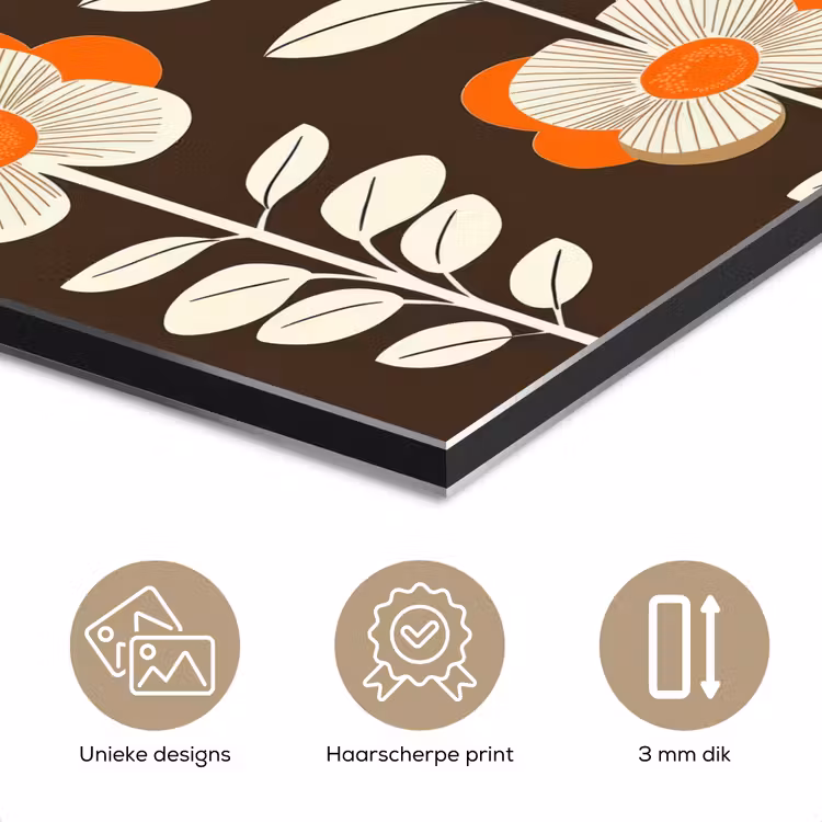 Bloemen - Retro - Bruin aluminium wit klein 46 -closeup_NL