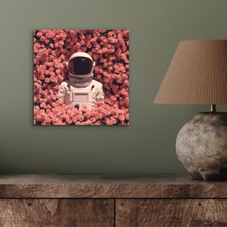 Bloemen - Roze - Astronaut aluminium wit klein -sfeer2