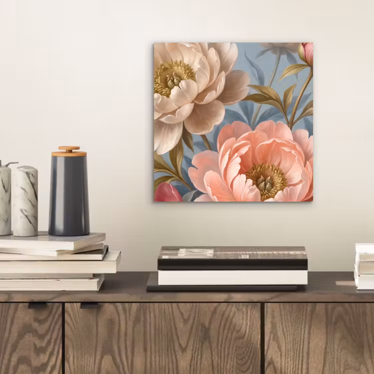 Bloemen - Roze - Beige - Modern - Natuur aluminium wit klein -sfeer1