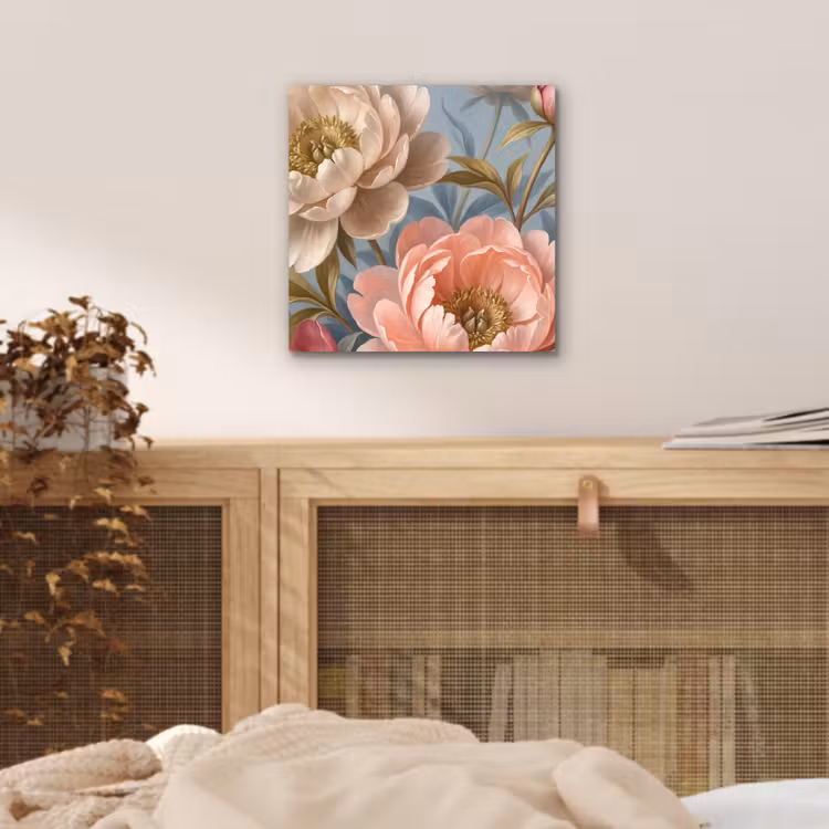 Bloemen - Roze - Beige - Modern - Natuur aluminium wit klein -sfeer3