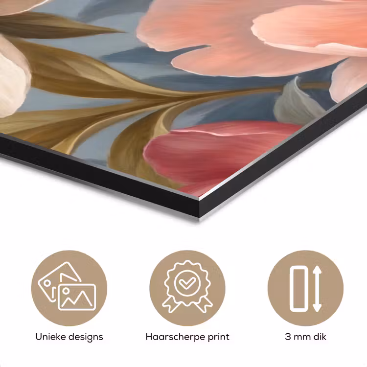 Bloemen - Roze - Beige - Modern - Natuur aluminium wit klein -closeup_NL
