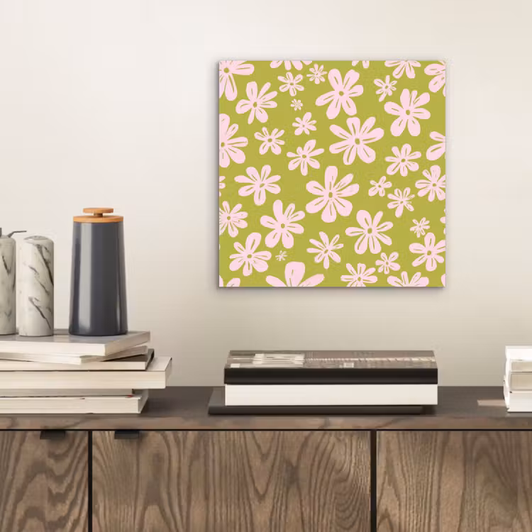 Bloemen - Roze - Getekend - Patroon aluminium wit klein -sfeer1