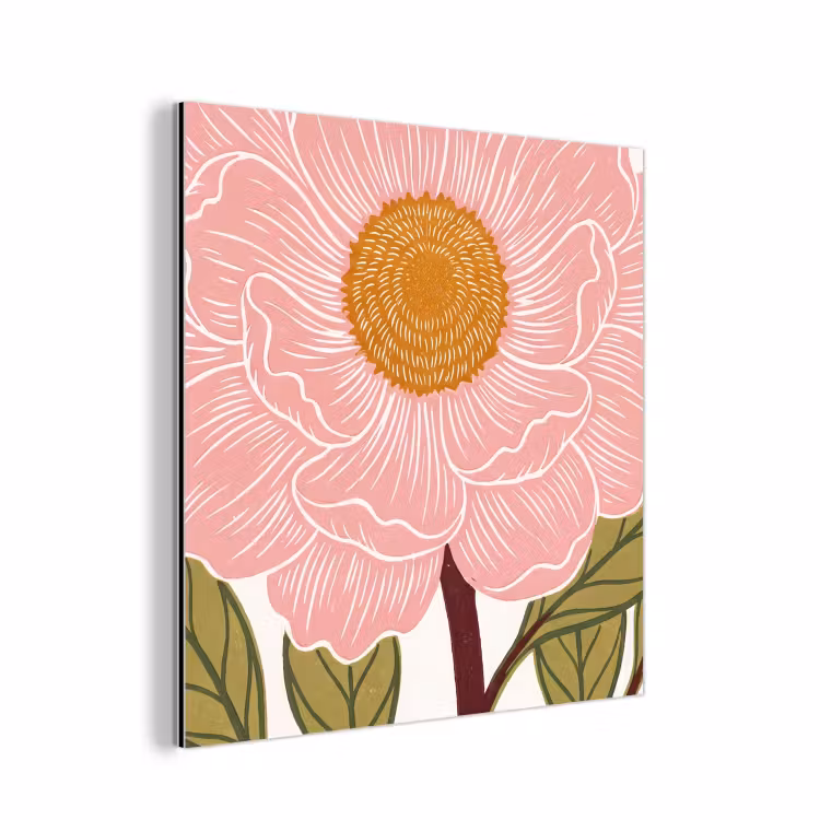 Aluminium schilderij - Bloemen - Roze - Illustratie - Bloemen - Roze - Illustratie aluminium wit klein