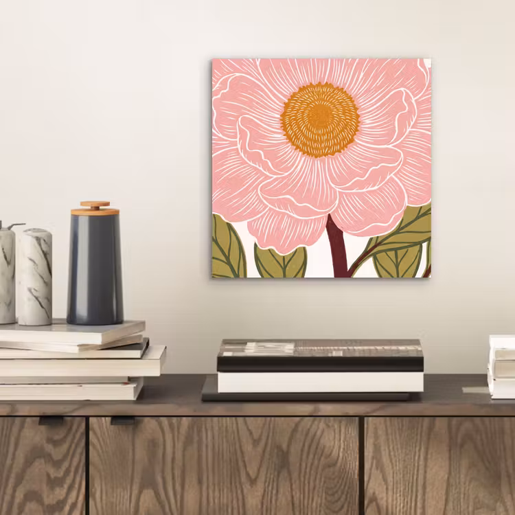 Aluminium schilderij - Bloemen - Roze - Illustratie - Bloemen - Roze - Illustratie aluminium wit klein