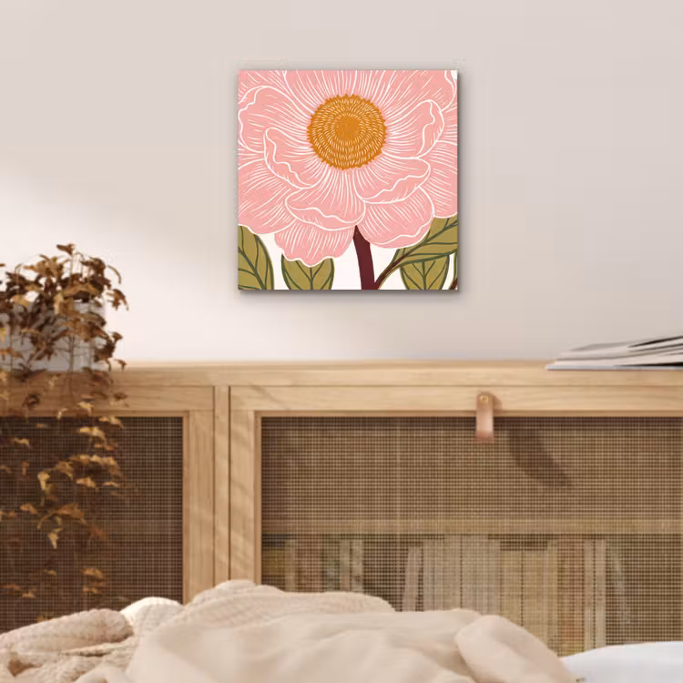 Aluminium schilderij - Bloemen - Roze - Illustratie - Bloemen - Roze - Illustratie aluminium wit klein