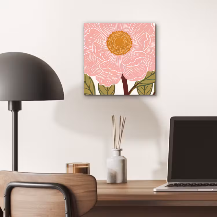 Aluminium schilderij - Bloemen - Roze - Illustratie - Bloemen - Roze - Illustratie aluminium wit klein