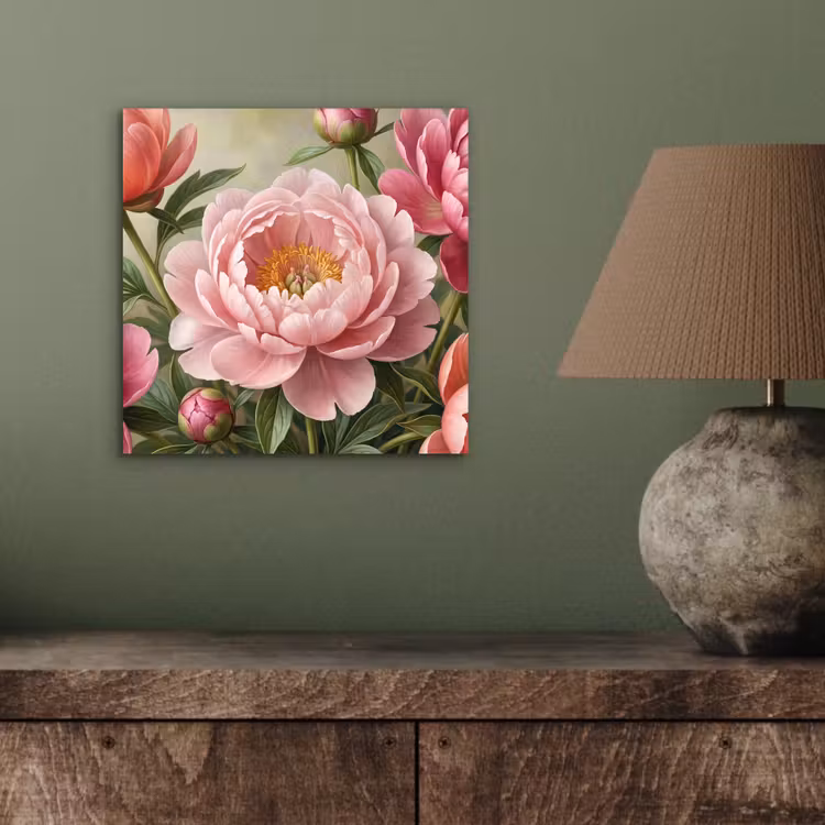 Bloemen - Roze - Klassiek - Gedetailleerd - Natuur aluminium wit klein -sfeer2