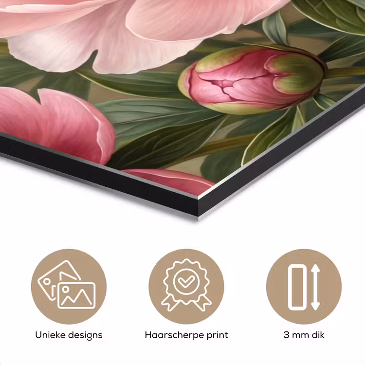 Bloemen - Roze - Klassiek - Gedetailleerd - Natuur aluminium wit klein -closeup_NL