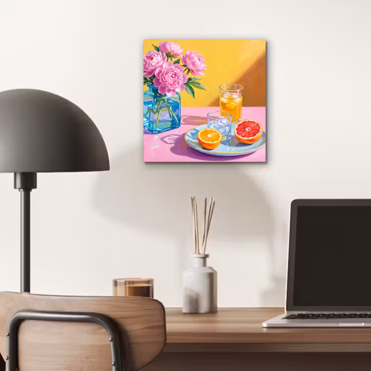 Aluminium schilderij - Bloemen - Roze - Modern - Bloemen - Roze - Modern aluminium wit klein