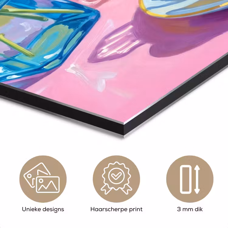 Aluminium schilderij - Bloemen - Roze - Modern - Bloemen - Roze - Modern aluminium wit klein