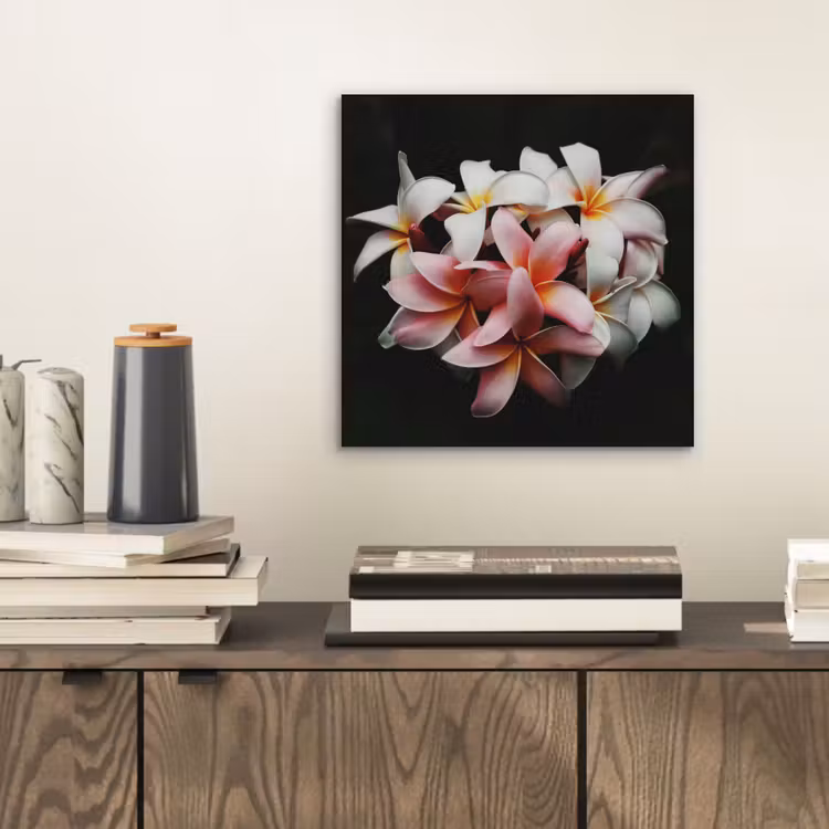 Bloemen - Roze - Zwart - Flora - Botanisch aluminium wit klein -sfeer1