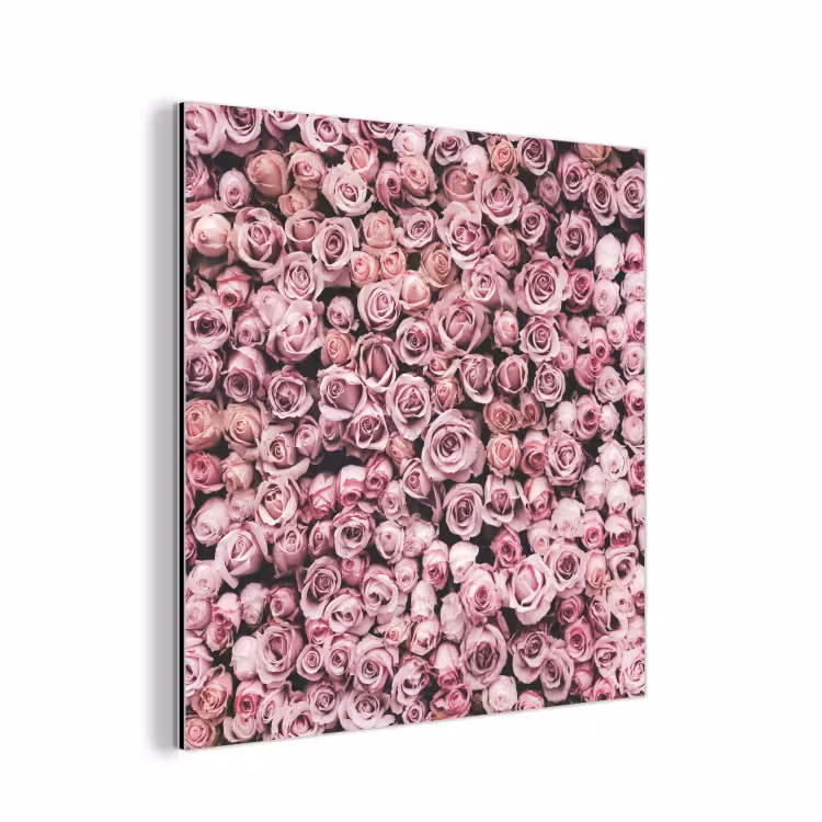 Bloemen - Rozen - Natuur - Roze - Botanisch aluminium wit klein -3d