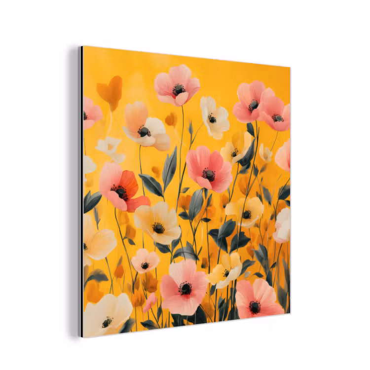 Bloemen - Veld - Geel aluminium wit klein -3d