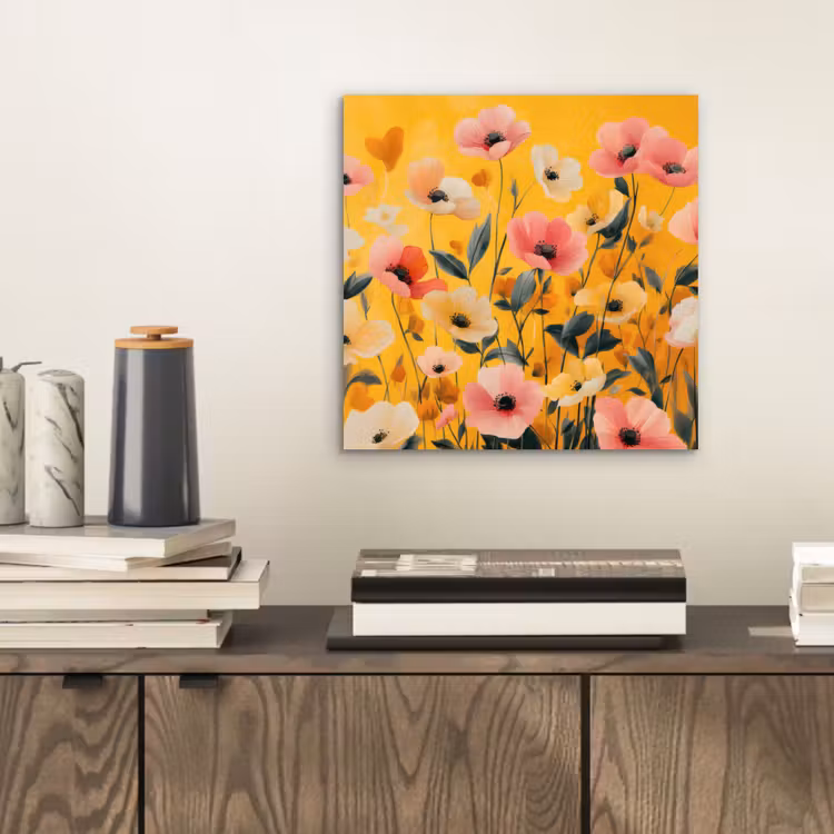 Bloemen - Veld - Geel aluminium wit klein -sfeer1