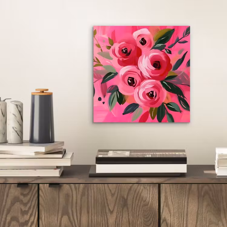 Bloemen - Verf - Roze aluminium wit klein -sfeer1