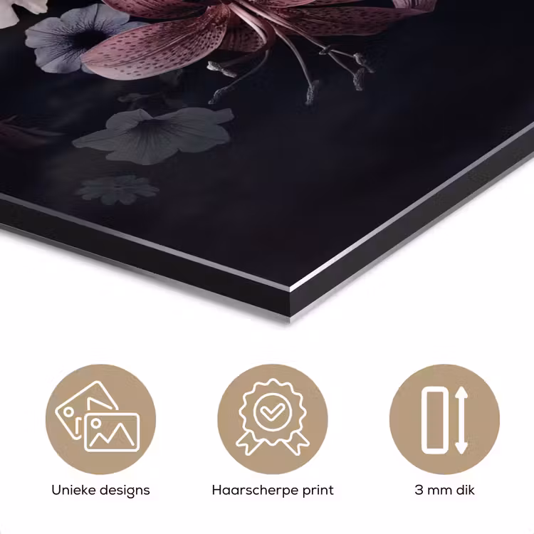 Bloemen - Vintage - Pastel - Zwart - Boeket aluminium wit klein -closeup_NL