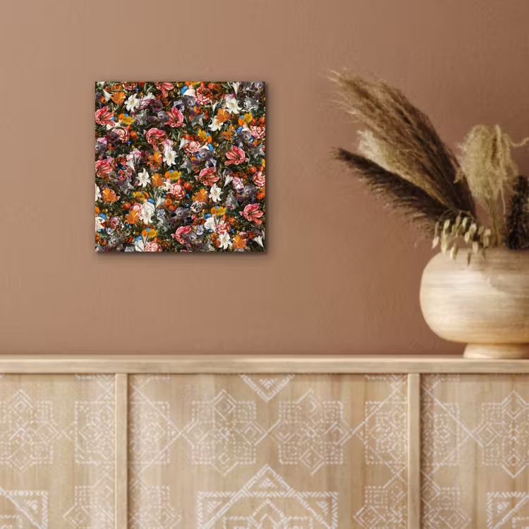 Bloemen - Vlinder - Design - Kunst - Abstract - Schilderij - Oude meesters aluminium wit klein -sfeer4