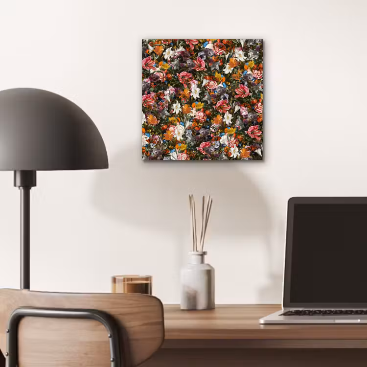 Bloemen - Vlinder - Design - Kunst - Abstract - Schilderij - Oude meesters aluminium wit klein -sfeer5