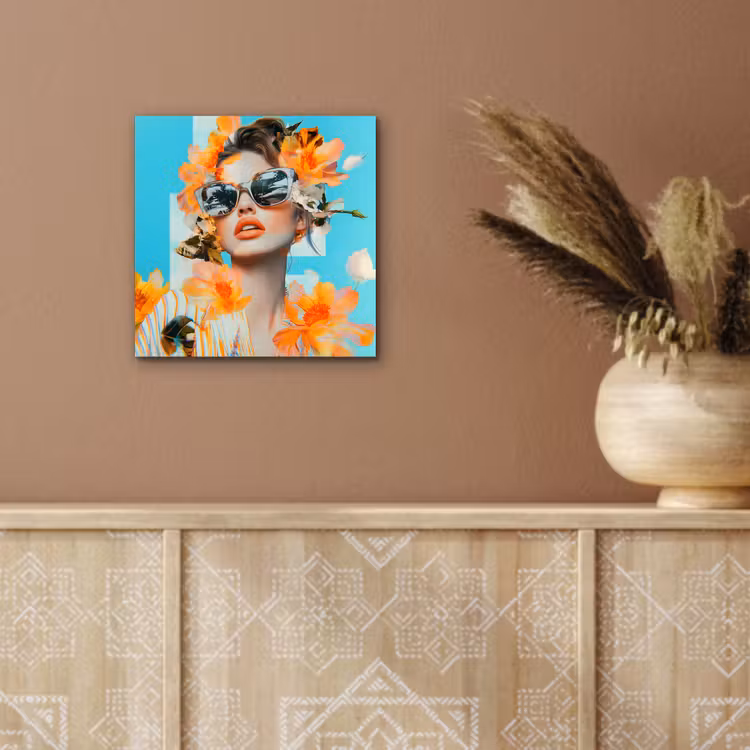 Bloemen - Vrouw - Zonnebril - Blauw aluminium wit klein -sfeer4