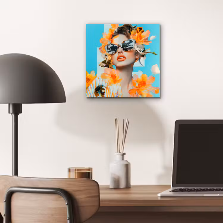 Bloemen - Vrouw - Zonnebril - Blauw aluminium wit klein -sfeer5