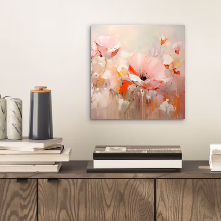 Bloemen - Watercolor - Roze - Abstract - Kunst aluminium wit klein -sfeer1