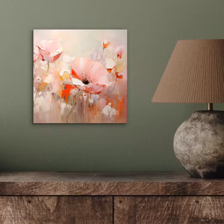 Bloemen - Watercolor - Roze - Abstract - Kunst aluminium wit klein -sfeer2