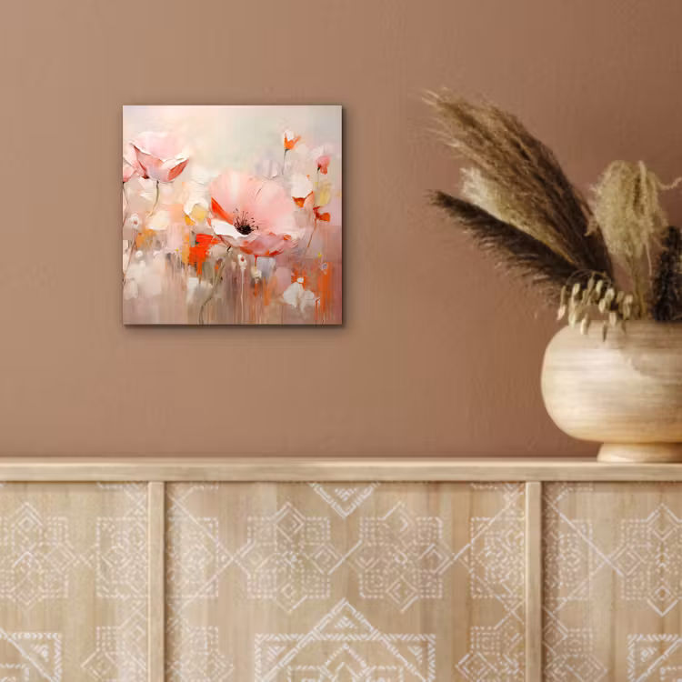 Bloemen - Watercolor - Roze - Abstract - Kunst aluminium wit klein -sfeer4