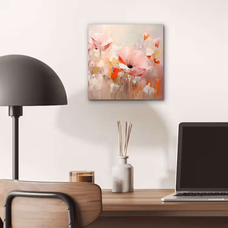 Bloemen - Watercolor - Roze - Abstract - Kunst aluminium wit klein -sfeer5