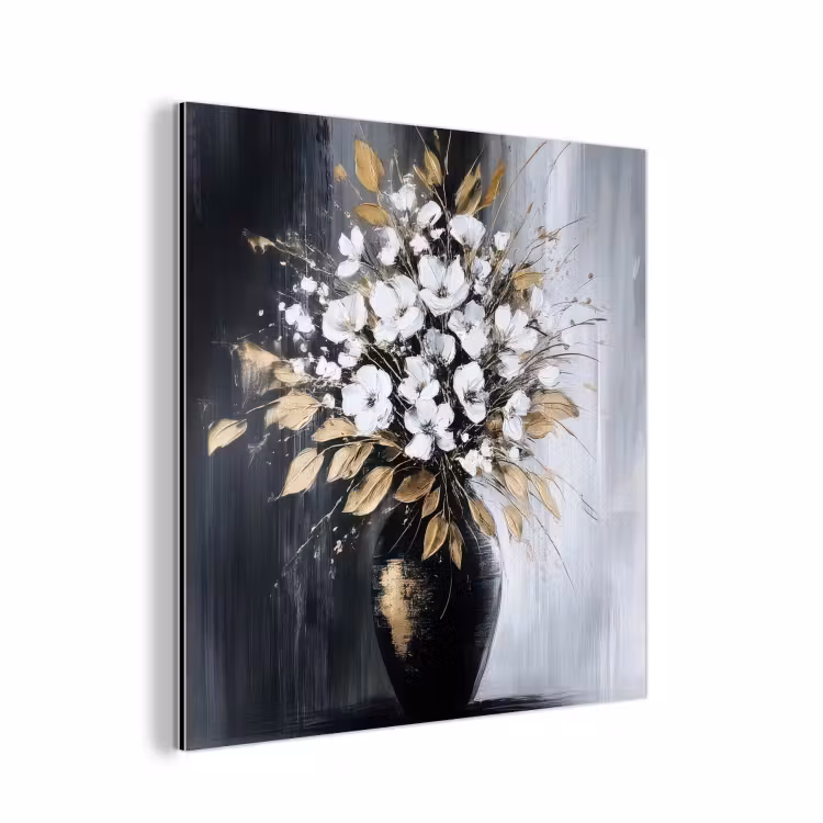 Bloemen - Wit - Vaas - Abstract aluminium wit klein -3d
