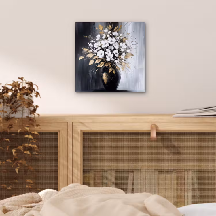 Bloemen - Wit - Vaas - Abstract aluminium wit klein -sfeer3
