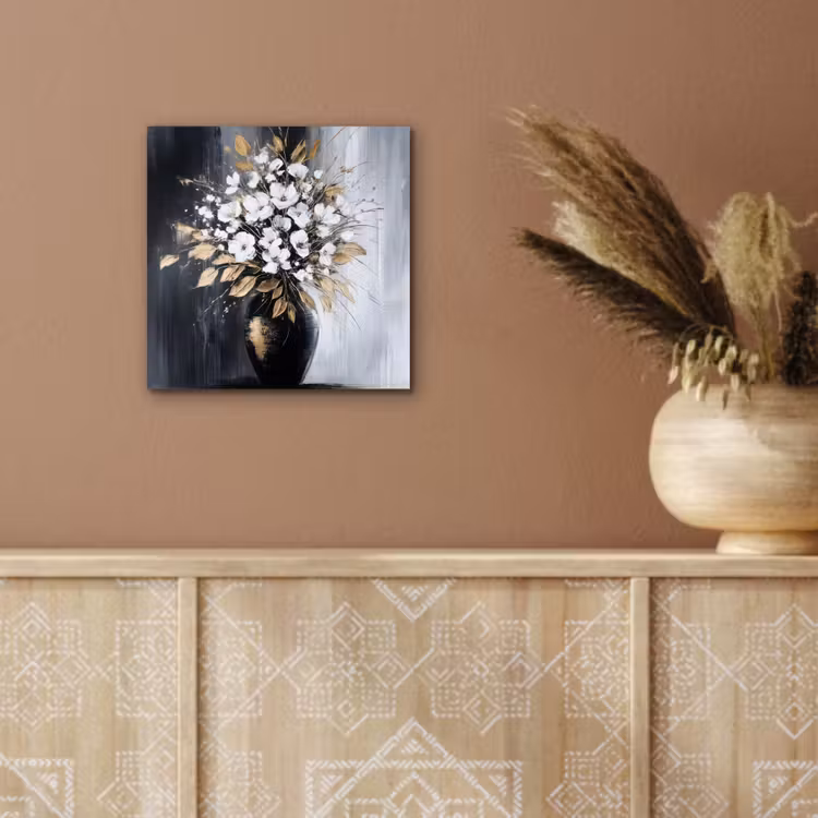 Bloemen - Wit - Vaas - Abstract aluminium wit klein -sfeer4