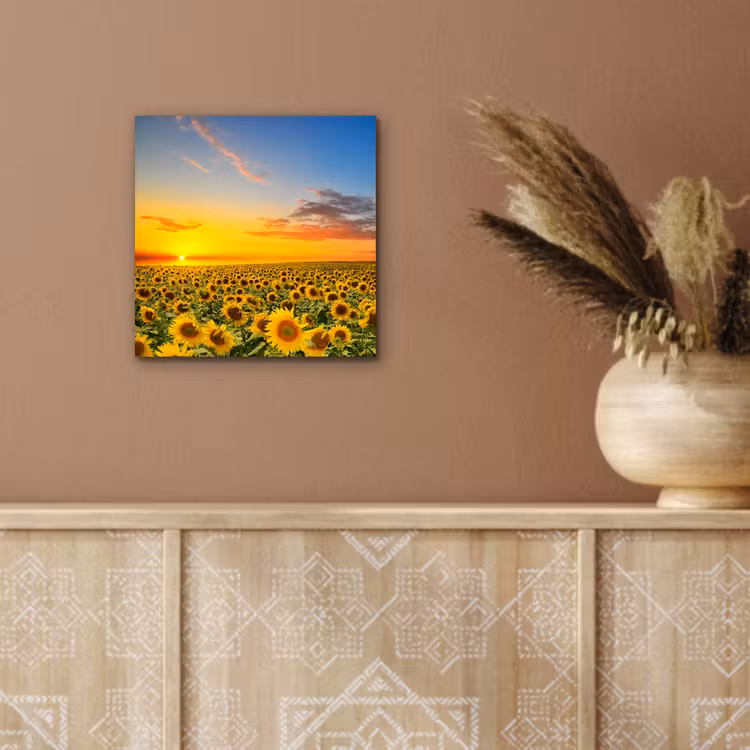 Bloemen - Zonnebloem - Zonsondergang - Nacht - Oranje aluminium wit klein -sfeer4