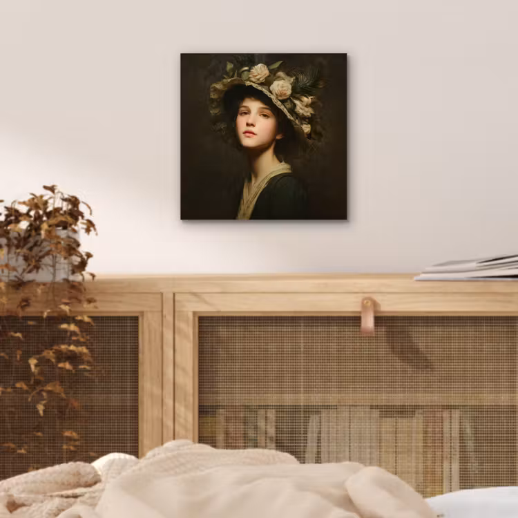 Bloemenhoed - Portret - Vrouw aluminium wit klein -sfeer3