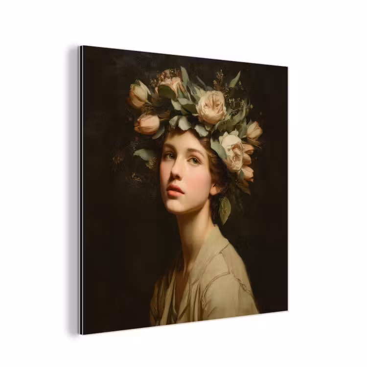 Bloemenstilte - Vrouw - Portret aluminium wit klein -3d
