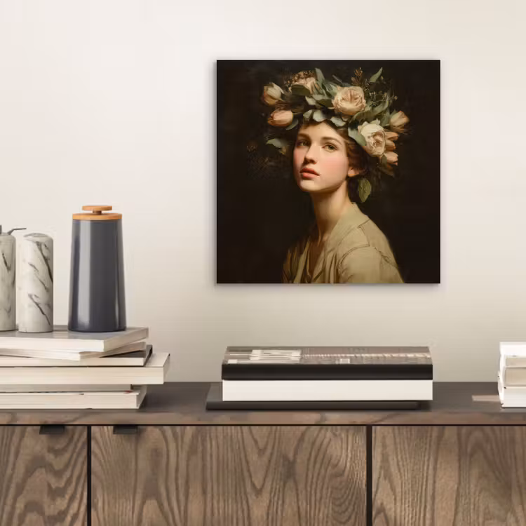 Bloemenstilte - Vrouw - Portret aluminium wit klein -sfeer1