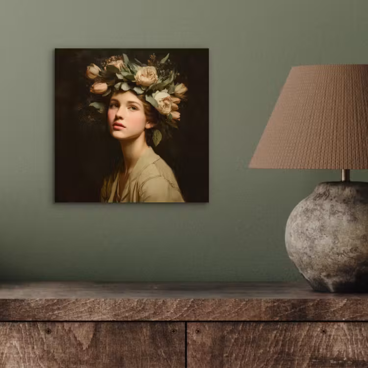 Bloemenstilte - Vrouw - Portret aluminium wit klein -sfeer2