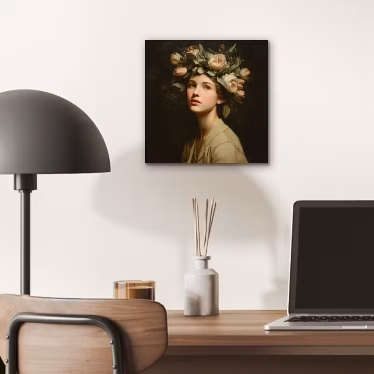 Bloemenstilte - Vrouw - Portret aluminium wit klein -sfeer5