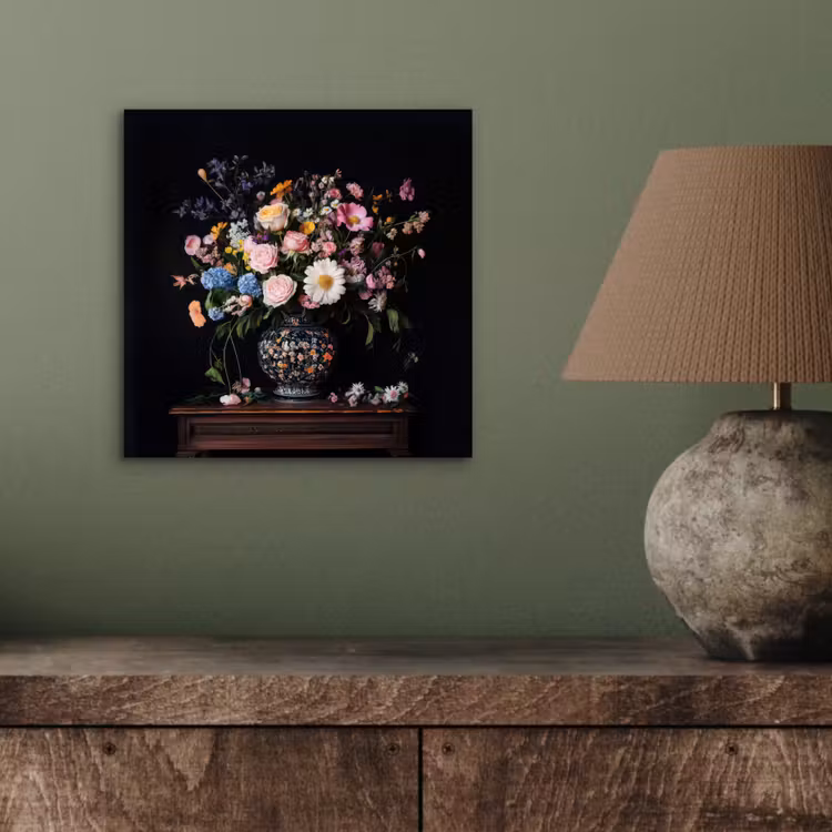 Bloemenvaas - Hout - Bloemen - Boeket aluminium wit klein -sfeer2