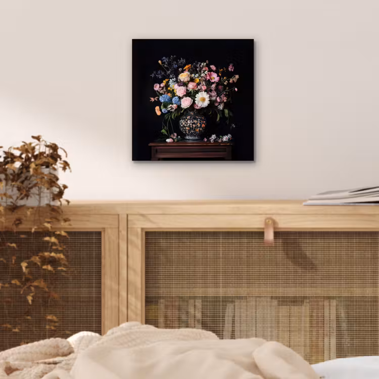 Bloemenvaas - Hout - Bloemen - Boeket aluminium wit klein -sfeer3