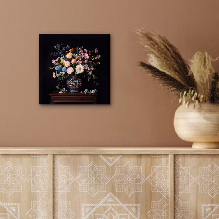 Bloemenvaas - Hout - Bloemen - Boeket aluminium wit klein -sfeer4