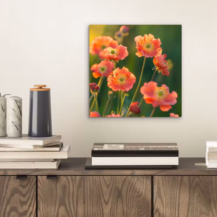 Bloemenveld - Zonnestralen - Oranje aluminium wit klein -sfeer1