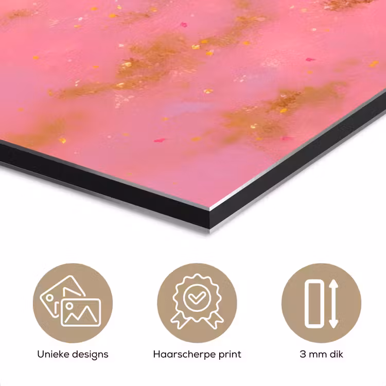 Bloemenweide - Heuvels - Silhouet - Roze aluminium wit klein -closeup_NL