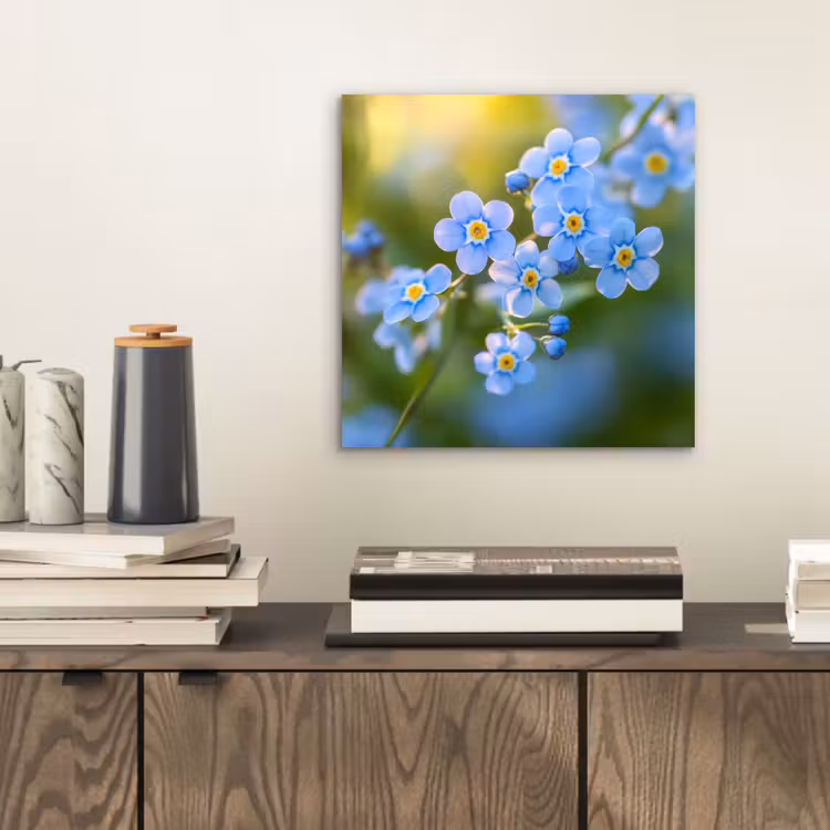 Bloemetjes - Blauw - Vergeet mij nietjes aluminium wit klein -sfeer1