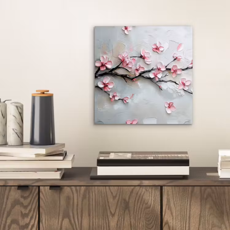 Bloesem - Kunstzinnig - Roze - Sakura aluminium wit klein -sfeer1